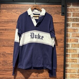 Vintage Duke University Blue White Stripe Rugby Polo Medium (9)